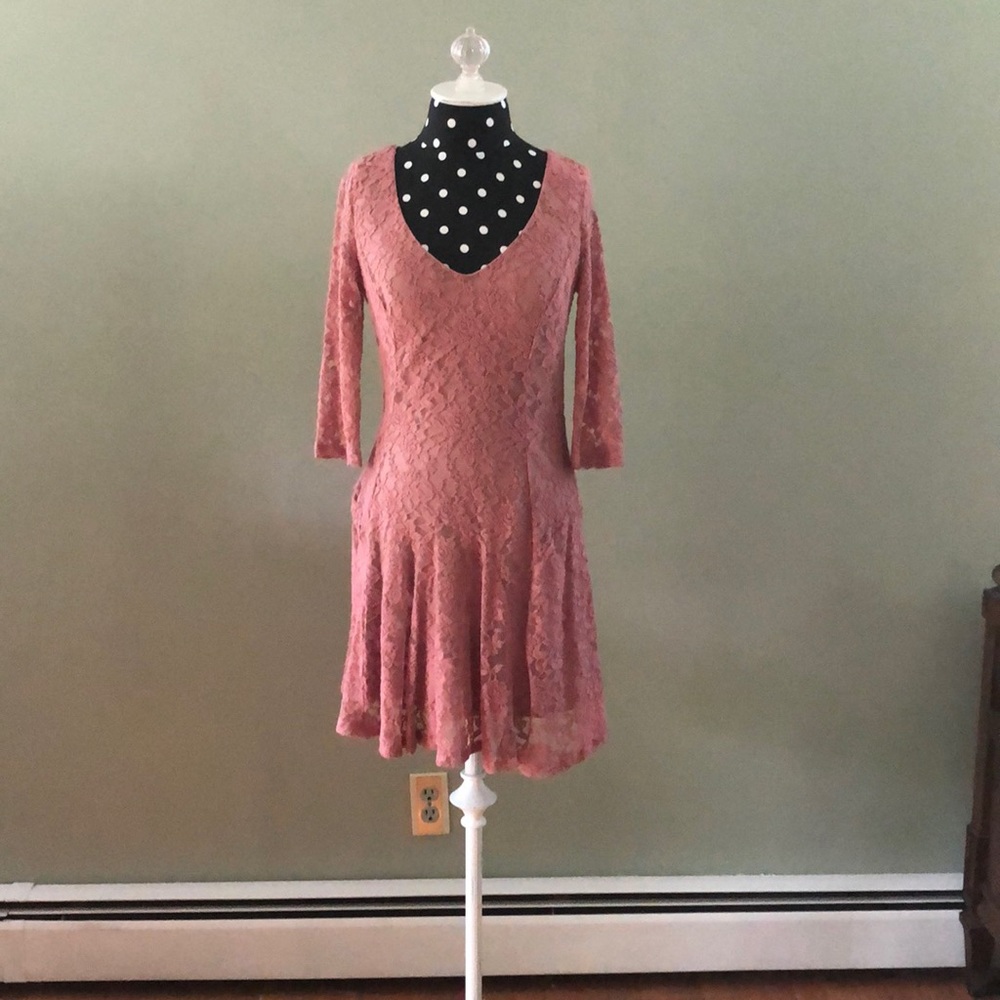 Dusty Rose Lace Charlotte Russe dress worn once